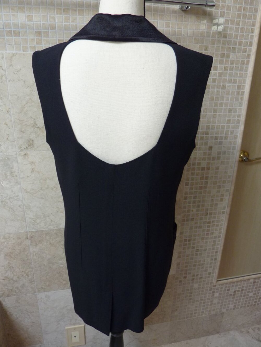 Sonia Rykiel Vintage Sleeveless Open Back Tuxedo Top Jacket Vest 42 FR 10 US
